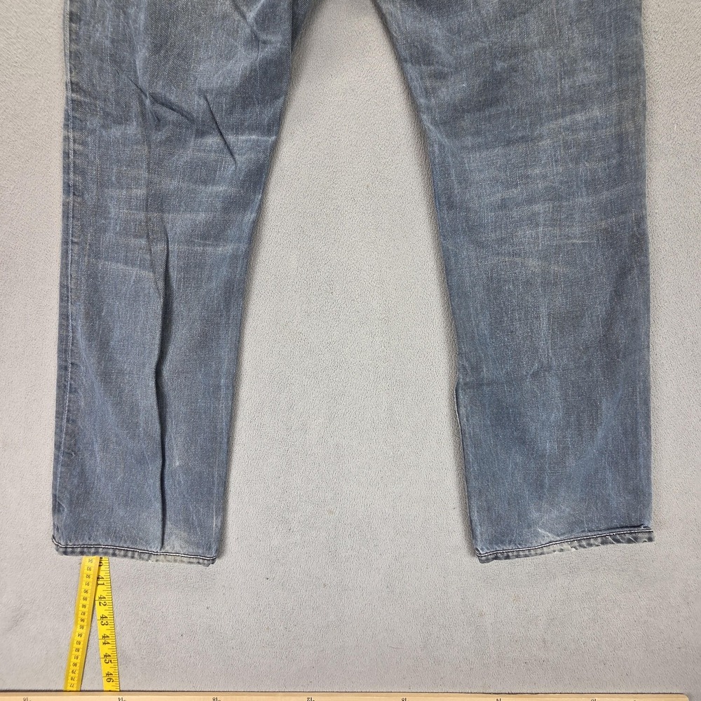 Diesel Jeans Mens 33x32 Blue Iakop Regular Slim Tapered Button Fly Italy 0804J - Picture 16 of 16